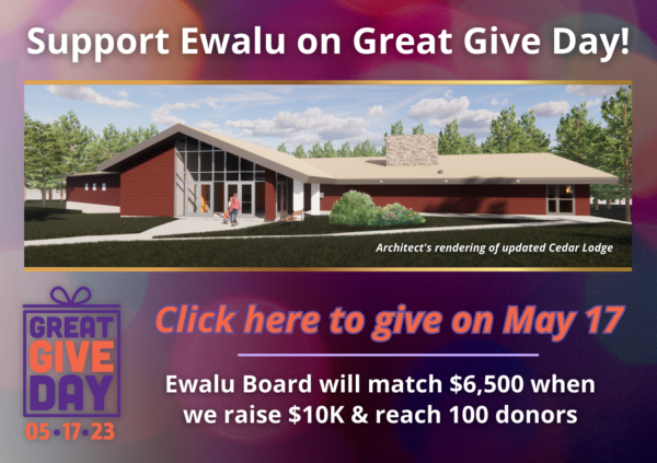 GGD Giving button CROP Architect's rendering of renovated Cedar Lodge with new entry addition.