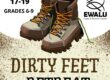 Hiking boots with Ewalu logo and date for Dirty Feet Retreat